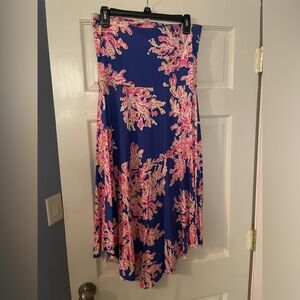Lily Pulitzer Strapless Navy Blue and Pink Dress. Medium